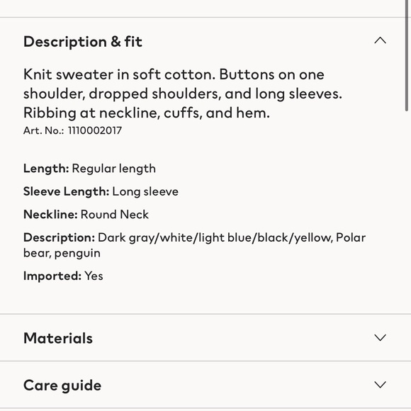 🆕 h&m hm 100% cotton sweater winter bear + penguin sz 12-18 month toddler baby - Picture 3 of 7